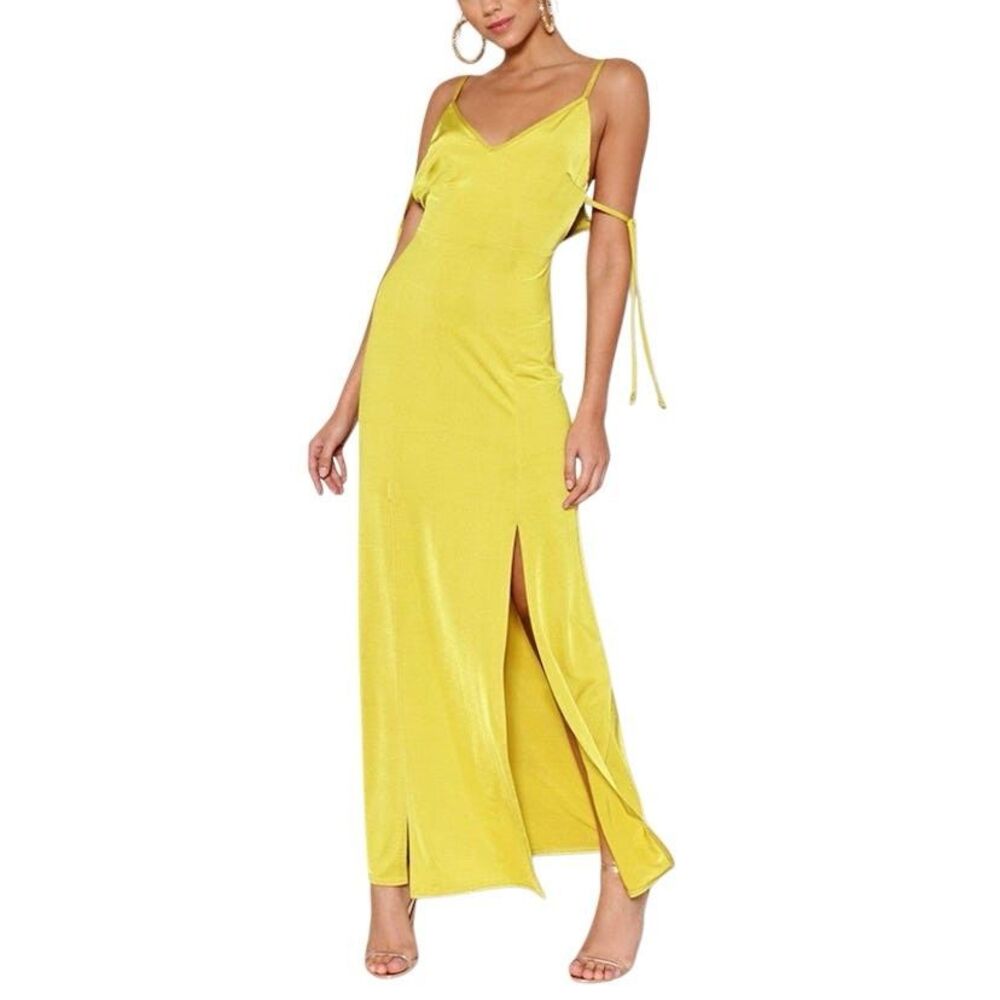 NWT Nasty Gal Long Term Yellow Maxi Dress Sz 8